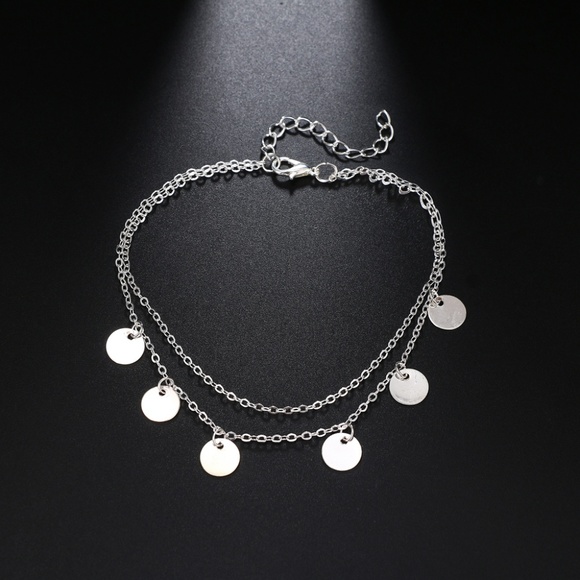 5 for $25 Double Layered Coin Charm Anklet - Picture 7 of 8